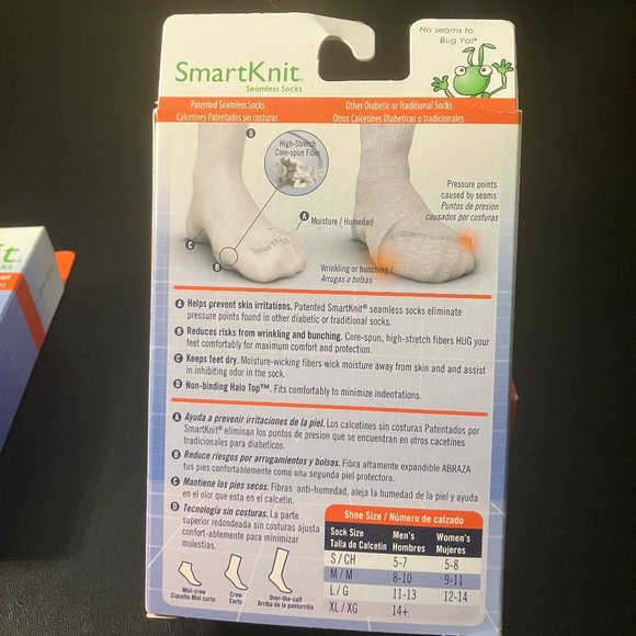 Smart Knit Men's Navy Blue Diabetic Crew Socks M (8-10) NIB - Picture 2 of 8